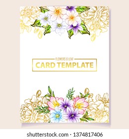 Vintage delicate greeting invitation card template design with flowers for wedding, marriage, bridal, birthday, Valentine's day. Romantic vector illustration.
