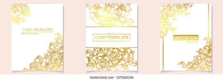 Vintage delicate greeting invitation card template design with flowers for wedding, marriage, bridal, birthday, Valentine's day. Romantic vector illustration.
