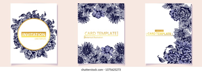Vintage delicate greeting invitation card template design with flowers for wedding, marriage, bridal, birthday, Valentine's day. Romantic vector illustration.
