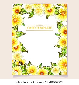 Vintage delicate greeting invitation card template design with flowers for wedding, marriage, bridal, birthday, Valentine's day. Romantic vector illustration.