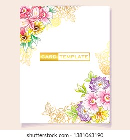 Vintage delicate greeting invitation card template design with flowers for wedding, marriage, bridal, birthday, Valentine's day. Romantic vector illustration.
