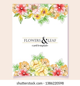 Vintage delicate greeting invitation card template design with flowers for wedding, marriage, bridal, birthday, Valentine's day. Romantic vector illustration.