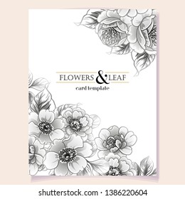 Vintage delicate greeting invitation card template design with flowers for wedding, marriage, bridal, birthday, Valentine's day. Romantic vector illustration.