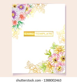 Vintage delicate greeting invitation card template design with flowers for wedding, marriage, bridal, birthday, Valentine's day. Romantic vector illustration.