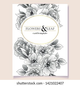 Vintage delicate greeting invitation card template design with flowers for wedding, marriage, bridal, birthday, Valentine's day. Romantic vector illustration.