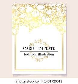 Vintage delicate greeting invitation card template design with flowers for wedding, marriage, bridal, birthday, Valentine's day. Romantic vector illustration.