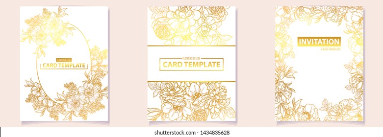 Vintage delicate greeting invitation card template design with flowers for wedding, marriage, bridal, birthday, Valentine's day. Romantic vector illustration.