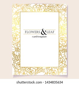 Vintage delicate greeting invitation card template design with flowers for wedding, marriage, bridal, birthday, Valentine's day. Romantic vector illustration.