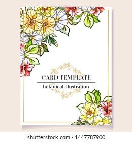 Vintage delicate greeting invitation card template design with flowers for wedding, marriage, bridal, birthday, Valentine's day