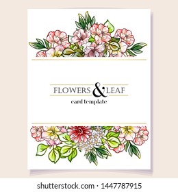 Vintage delicate greeting invitation card template design with flowers for wedding, marriage, bridal, birthday, Valentine's day