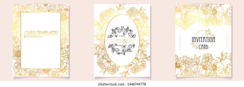 Vintage delicate greeting invitation card template design with flowers for wedding, marriage, bridal, birthday, Valentine's day. Romantic vector illustration.
