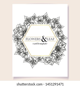 Vintage delicate greeting invitation card template design with flowers for wedding, marriage, bridal, birthday, Valentine's day. Romantic vector illustration.