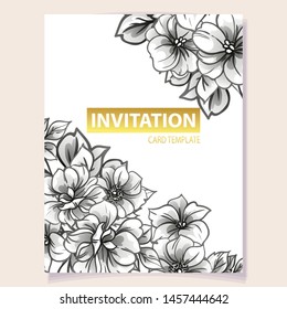 Vintage delicate greeting invitation card template design with flowers for wedding, marriage, bridal, birthday, Valentine's day. Romantic vector illustration.
