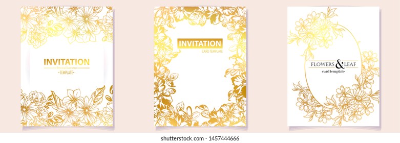 Vintage delicate greeting invitation card template design with flowers for wedding, marriage, bridal, birthday, Valentine's day. Romantic vector illustration.
