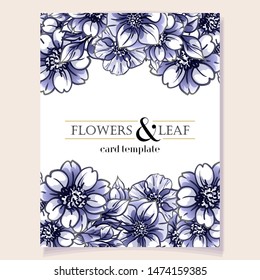 Vintage delicate greeting invitation card template design with flowers for wedding, marriage, bridal, birthday, Valentine's day. Romantic vector illustration.
