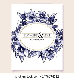 Vintage delicate greeting invitation card template design with flowers for wedding, marriage, bridal, birthday, Valentine's day. Romantic vector illustration.