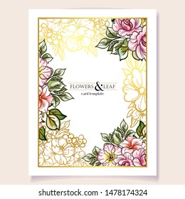 Vintage delicate greeting invitation card template design with flowers for wedding, marriage, bridal, birthday, Valentine's day. Romantic vector illustration.