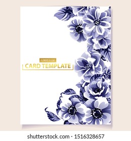 Vintage delicate greeting invitation card template design with flowers for wedding, marriage, bridal, birthday, Valentine's day. Romantic vector illustration.