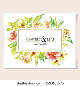 Vintage delicate greeting invitation card template design with flowers for wedding, marriage, bridal, birthday, Valentine's day. Romantic vector illustration.
