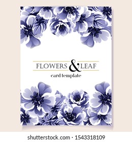 Vintage delicate greeting invitation card template design with flowers for wedding, marriage, bridal, birthday, Valentine's day. Romantic vector illustration.