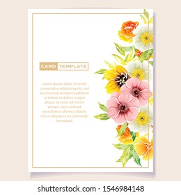 Vintage delicate greeting invitation card template design with flowers for wedding, marriage, bridal, birthday, Valentine's day. Romantic vector illustration.