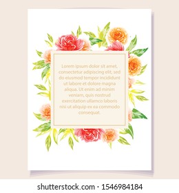 Vintage delicate greeting invitation card template design with flowers for wedding, marriage, bridal, birthday, Valentine's day. Romantic vector illustration.