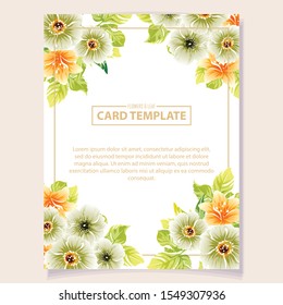 Vintage delicate greeting invitation card template design with flowers for wedding, marriage, bridal, birthday, Valentine's day.