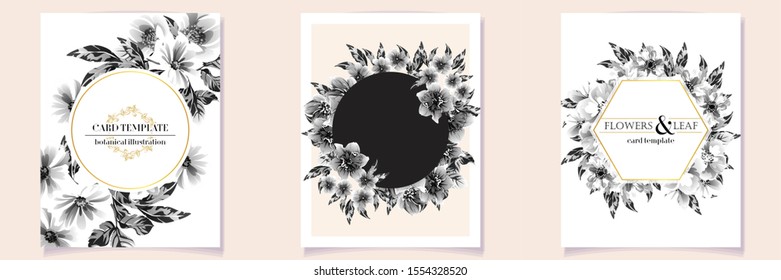 Vintage delicate greeting invitation card template design with flowers for wedding, marriage, bridal, birthday, Valentine's day. Romantic vector illustration.