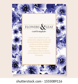 Vintage delicate greeting invitation card template design with flowers for wedding, marriage, bridal, birthday, Valentine's day. Romantic vector illustration.