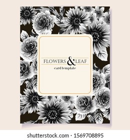 Vintage delicate greeting invitation card template design with flowers for wedding, marriage, bridal, birthday, Valentine's day. Romantic vector illustration.