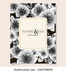 Vintage delicate greeting invitation card template design with flowers for wedding, marriage, bridal, birthday, Valentine's day. Romantic vector illustration.