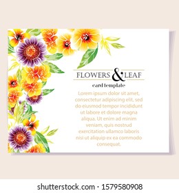 Vintage delicate greeting invitation card template design with flowers for wedding, marriage, bridal, birthday, Valentine's day. Romantic vector illustration.