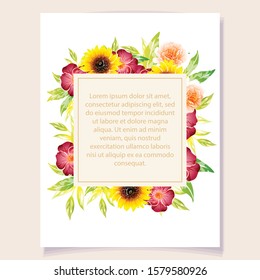 Vintage delicate greeting invitation card template design with flowers for wedding, marriage, bridal, birthday, Valentine's day. Romantic vector illustration.