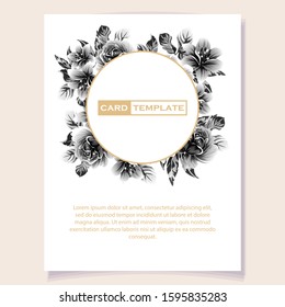Vintage delicate greeting invitation card template design with flowers for wedding, marriage, bridal, birthday, Valentine's day. Romantic vector illustration.