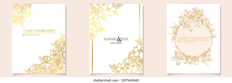 Vintage delicate greeting invitation card template design with flowers for wedding, marriage, bridal, birthday, Valentine's day. Romantic vector illustration.