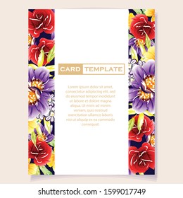 Vintage delicate greeting invitation card template design with flowers for wedding, marriage, bridal, birthday, Valentine's day. Romantic vector illustration.