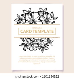 Vintage delicate greeting invitation card template design with flowers for wedding, marriage, bridal, birthday, Valentine's day. Romantic vector illustration.