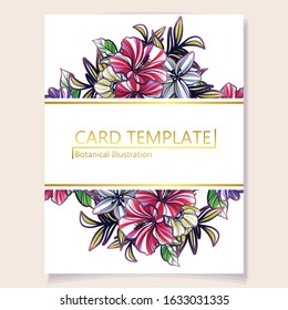 Vintage delicate greeting invitation card template design with flowers for wedding, marriage, bridal, birthday, Valentine's day.