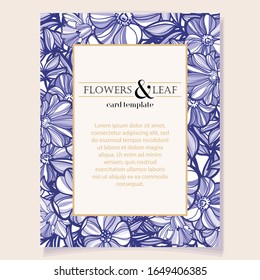 Vintage delicate greeting invitation card template design with flowers for wedding, marriage, bridal, birthday, Valentine's day. Romantic vector illustration.
