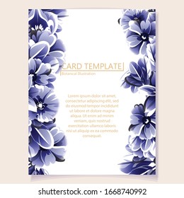 Vintage delicate greeting invitation card template design with flowers for wedding, marriage, bridal, birthday, Valentine's day. Romantic vector illustration.

