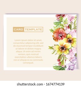 Vintage delicate greeting invitation card template design with flowers for wedding, marriage, bridal, birthday, Valentine's day. Romantic vector illustration.