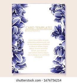 Vintage delicate greeting invitation card template design with flowers for wedding, marriage, bridal, birthday, Valentine's day. Romantic vector illustration.
