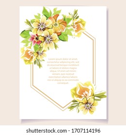 Vintage delicate greeting invitation card template design with flowers for wedding, marriage, bridal, birthday, Valentine's day. Romantic vector illustration.