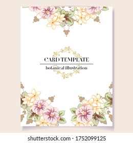 Vintage delicate greeting invitation card template design with flowers for wedding, marriage, bridal, birthday, Valentine's day. Romantic vector illustration.