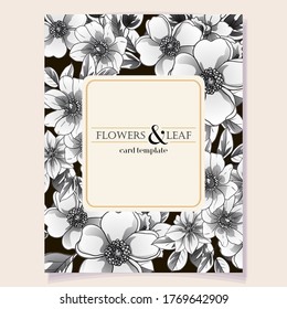 Vintage delicate greeting invitation card template design with flowers for wedding, marriage, bridal, birthday, Valentine's day. Romantic vector illustration.