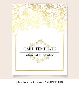 Vintage delicate greeting invitation card template design with flowers for wedding, marriage, bridal, birthday, Valentine's day. Romantic vector illustration.