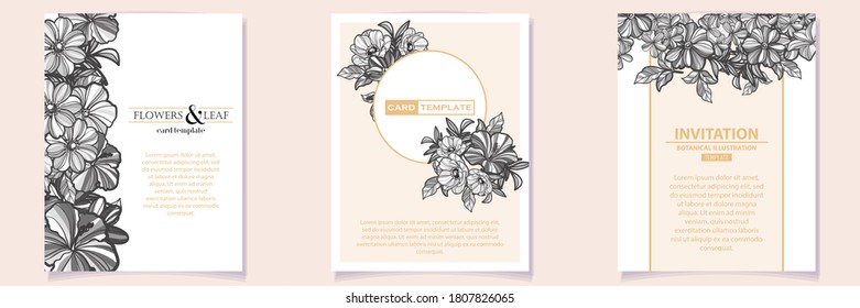 Vintage delicate greeting invitation card template design with flowers for wedding, marriage, bridal, birthday, Valentine's day. Romantic vector illustration.