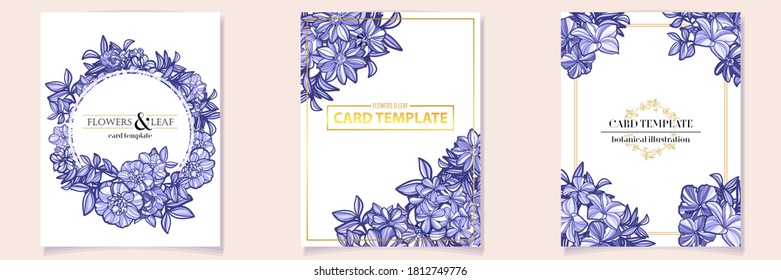 Vintage delicate greeting invitation card template design with flowers for wedding, marriage, bridal, birthday, Valentine's day. Romantic vector illustration.