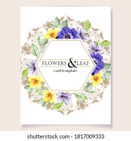 Vintage delicate greeting invitation card template design with flowers for wedding, marriage, bridal, birthday, Valentine's day. Romantic vector illustration.