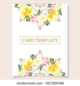 Vintage delicate greeting invitation card template design with flowers for wedding, marriage, bridal, birthday, Valentine's day. Romantic vector illustration.